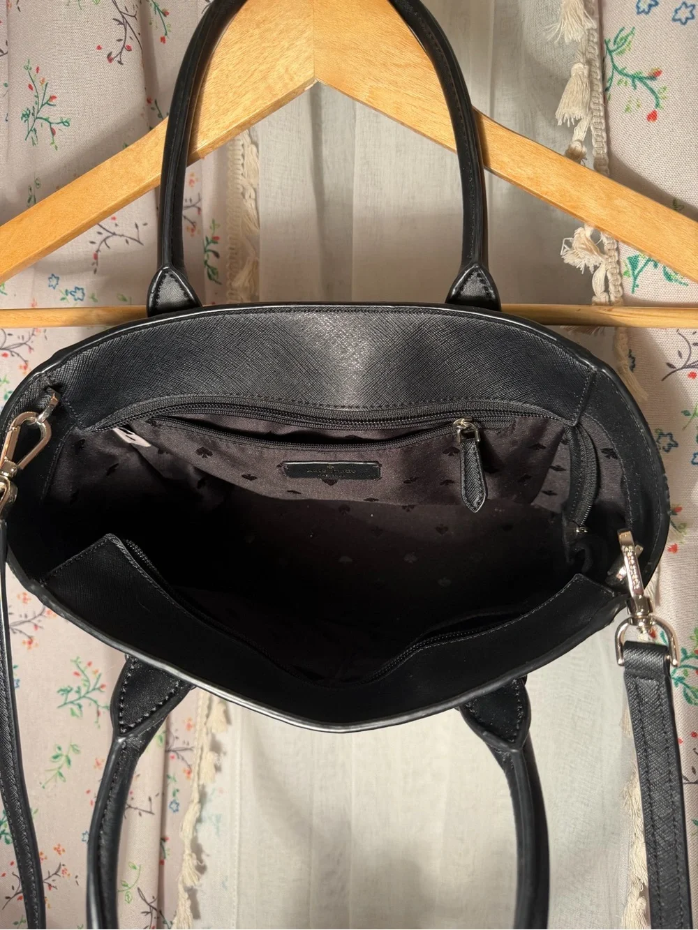 kate spade Black Saffiano Leather Satchel with Shoulder Strap